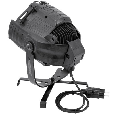 Refletor preto metálico com ventilação e cabo eléctrico