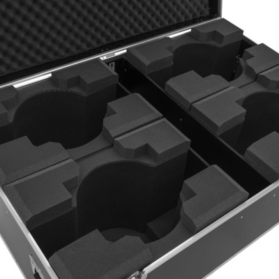 Mala preta com interior acolchoado em espuma preta com compartimentos moldados