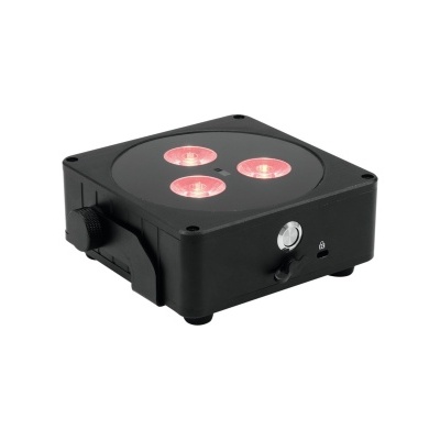 Luz de efeito LED quadrada preta com três luzes vermelhas