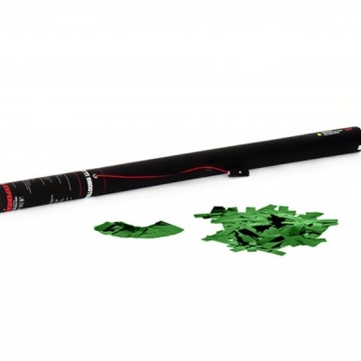 Cano de confetes preto e confetes verdes