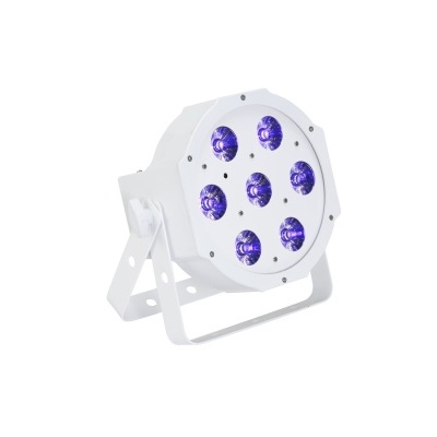 Projetor de luz branco com LEDs roxos e suporte ajustável