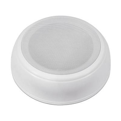 Coluna de som embutida branca com grelha metálica redonda