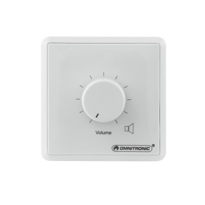 Controlador de volume branco com botão giratório e marca OMNITRONIC