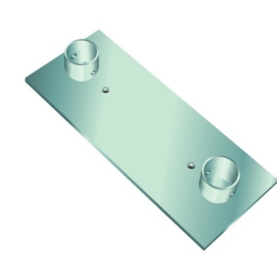 Base metálica retangular com duas peças cilíndricas