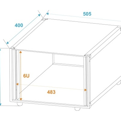 Desenho técnico de móvel quadrado aberto com medidas em milímetros