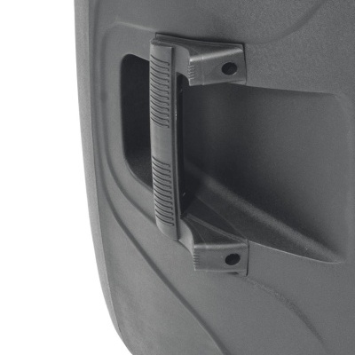 Mala de viagem cinzenta com pega lateral preta texturizada