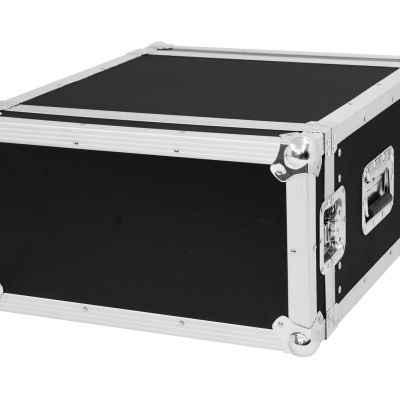 Mala de transporte preta com estrutura metálica prateada