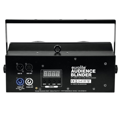 Dispositivo Eurolite Audience Blinder preto com visor digital e botões