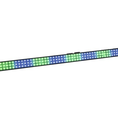 Barra luminosa LED azul e verde com estrutura preta