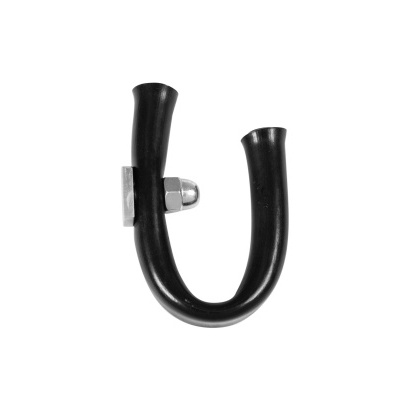 gancho em forma de U preto com parte metálica prateada