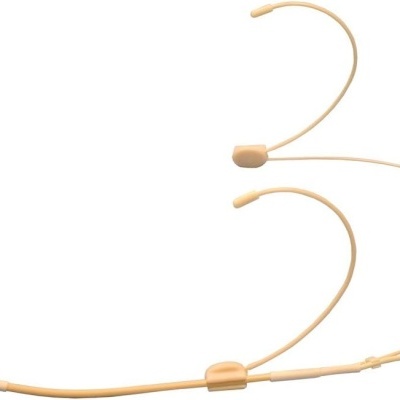 microfone headset cor pele com esponja amarela e cabo fino