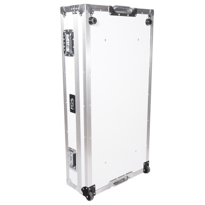 Mala de transporte rígida branca com cantos reforçados e rodízios