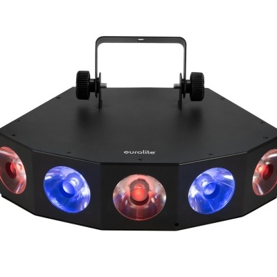 Luz de efeitos EuroLite com LEDs vermelhos e azuis e suporte ajustável