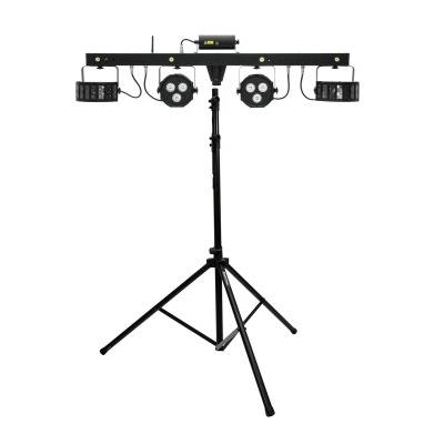 Sistema de iluminação para eventos com tripé e três lâmpadas negras