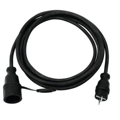 Cabo elétrico preto com ficha macho e fêmea