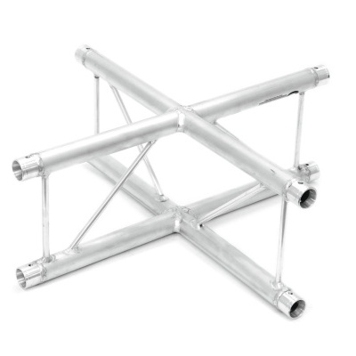 Estrutura metálica prateada em forma de cruz