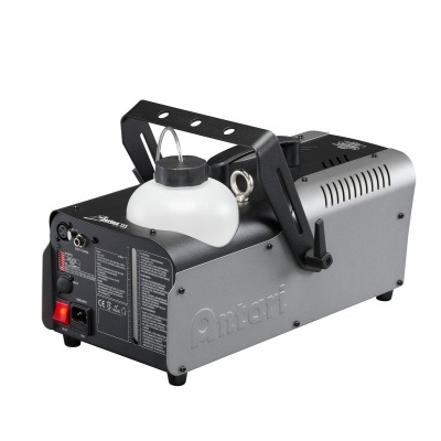 Máquina de fumo Qmart cinza e preta com reservatório branco