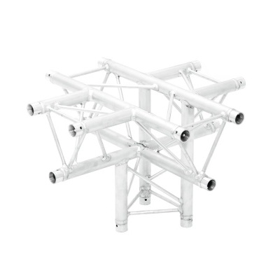 Estrutura branca de tubos metálicos em forma geométrica