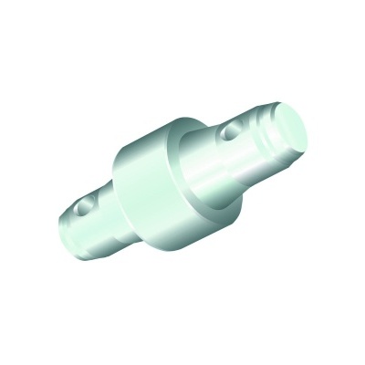 Conector cilíndrico metálico prateado com dois sulcos