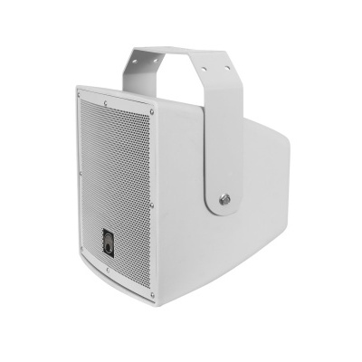 Coluna de som branca com suporte metálico ajustável