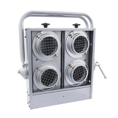 Aparelho metálico cinza com quatro saídas de ar circulares e alça superior