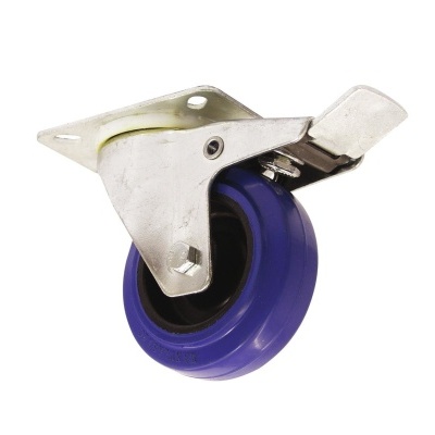 Roda móvel com suporte metálico e roda azul