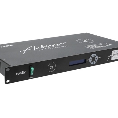 Dispositivo Eurolite Ambience preto com ecrã digital e botão rotativo