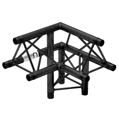 Estrutura modular metálica preta em forma de canto