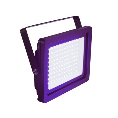 Refletor LED quadrado roxo com LEDs visíveis