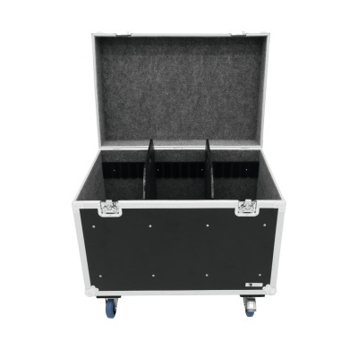 Caixa de transporte preta com divisórias e rodas