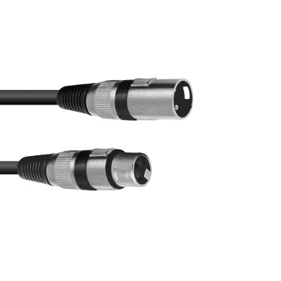 cabo áudio preto com conectores XLR metálicos