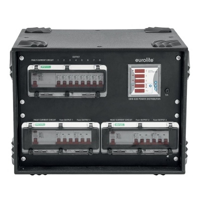 Equipamento elétrico Eurolite preto com disjuntores