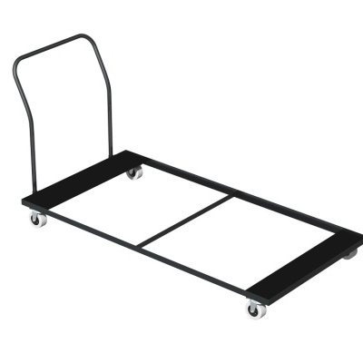 Carrinho de transporte metálico preto com rodas e pega