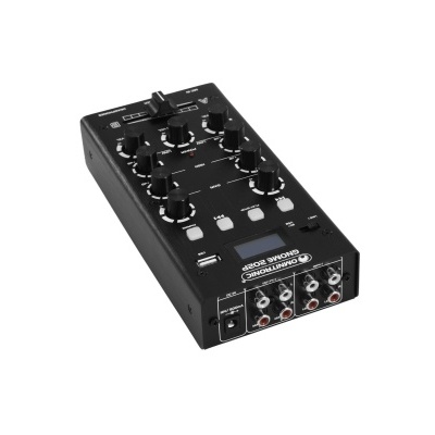 Mesa mistura áudio Seedmix Consolerline preta com botões e entradas RCA