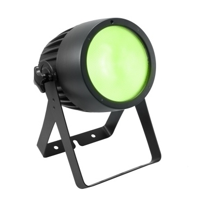 Refletor LED verde com estrutura preta em fundo branco