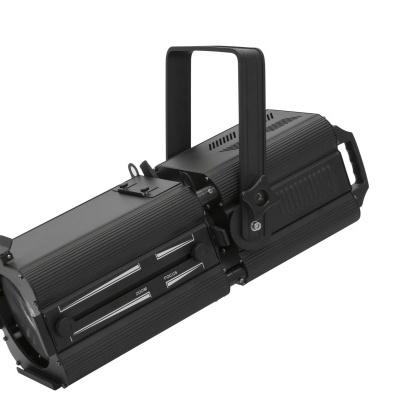 Projetor de luz profissional preto com alça superior e fixação ajustável