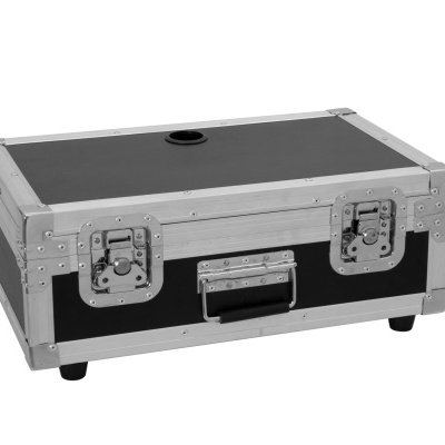 Mala de transporte preta com estrutura metálica prateada.