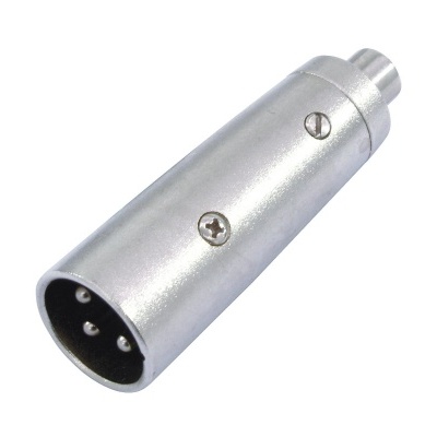 Conector XLR metálico prateado com três pinos