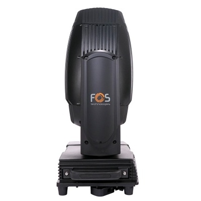 Luminária profissional preta com logotipo FOS IMPRESSÕES