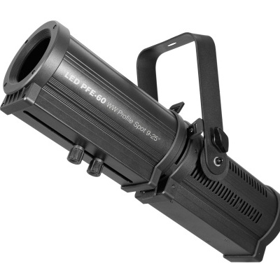 Refletor de luz LED preto com suporte ajustável e texto impresso