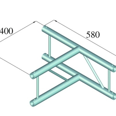 Estrutura metálica tubular azul claro com medidas 400 mm e 580 mm