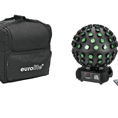 Bolsa preta Eurolite e esfera de luz preta com lentes verdes