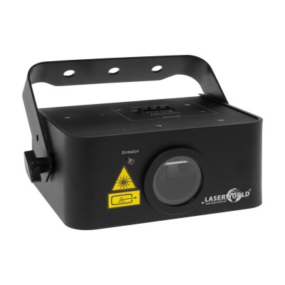 Projetor laser preto com alça e lente frontal