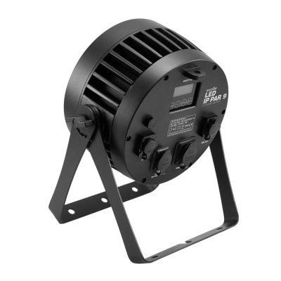 Reflector LED preto com estrutura metálica e texto LED IP PAR 9