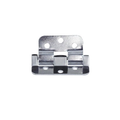 Suporte metálico prateado com vários furos para fixação