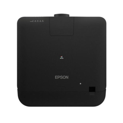 Projetor Epson preto com logotipo colorido e texto EPSON