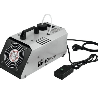 Máquina de efeito fumígeno NH-10 Fazer metálica prateada e preta com ventoinha frontal