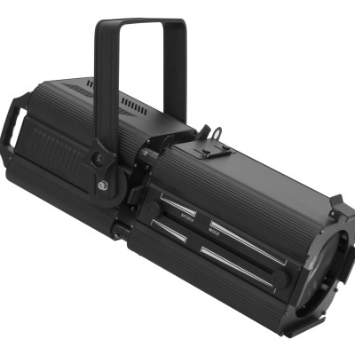 Refletor cênico preto de metal com alça e lente frontal