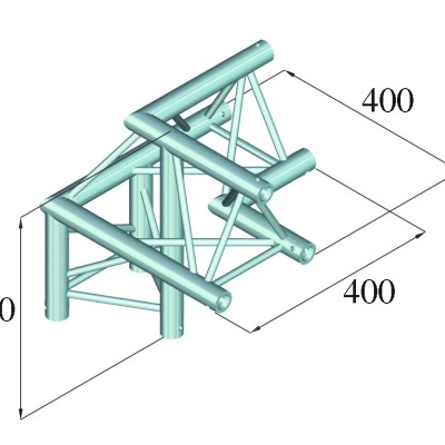 Estrutura metálica cinza claro com tubos e suportes triangulares de 400 mm
