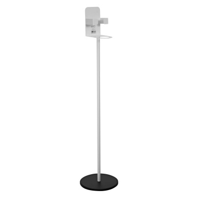 Suporte branco para dispensador de álcool gel com base preta